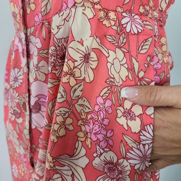 B.O.G Collection Pink Floral Wide Leg Sleeveless Jumpsuit Size M - Picture 8 of 16